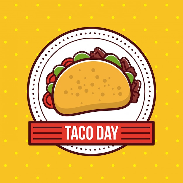 Vector taco day mexican food cartoon