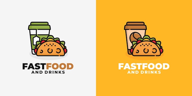 Taco en drink fastfood logo ontwerp vector