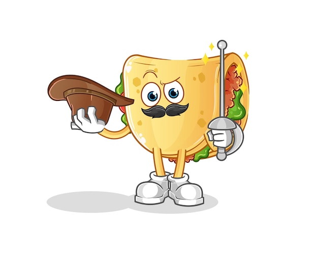 Taco fencer character. cartoon mascot vector