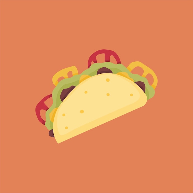 Taco flat illustration mexican food vector stock