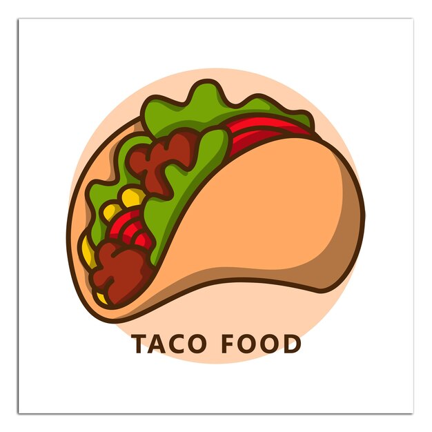 Taco food illustration cartoon food and drink logo Mexican food icon