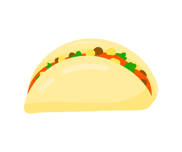 Taco geïsoleerde vector pictogram Kleurrijke Mexicaans eten cartoon Lekker traditioneel straat fast food