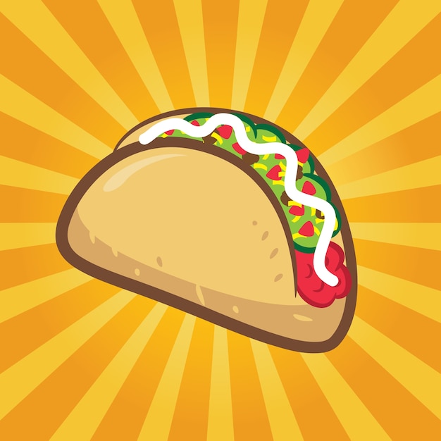 Taco icon on burst background