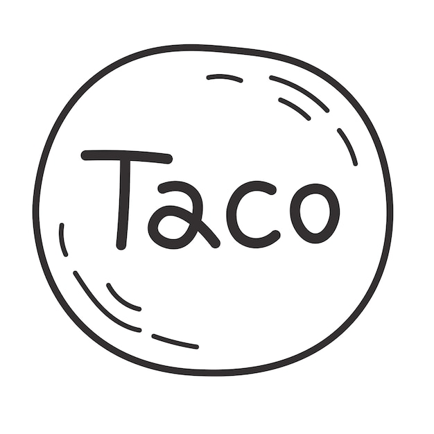 Vector taco-inscriptie op tartilia-doodle