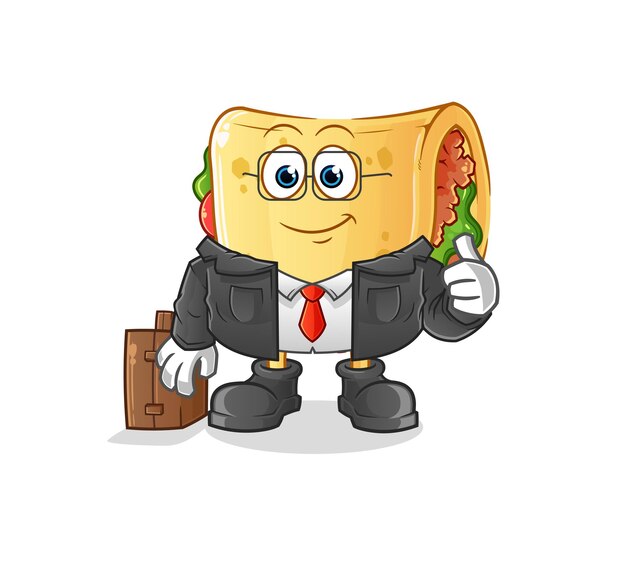 Taco kantoormedewerker mascotte. cartoon vector
