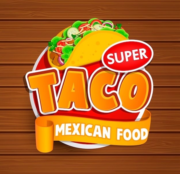 Taco label, logo, sticker.