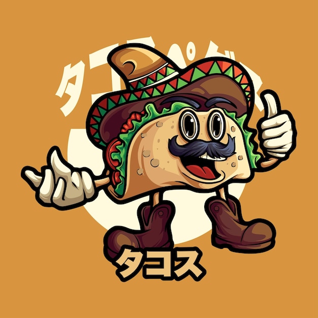 Vettore taco mascotte fumetto 3