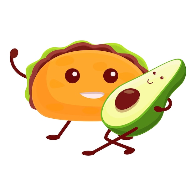 Taco met avocado-pictogram Cartoon van taco met avocado vector pictogram voor webdesign geïsoleerd op een witte achtergrond