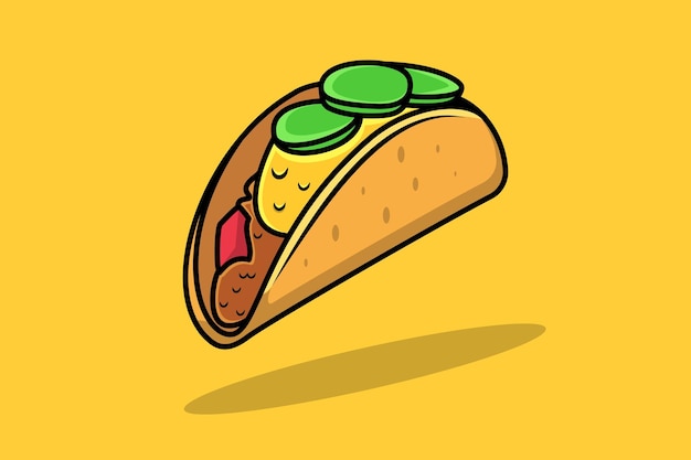 Vettore illustrazione dell'icona del vettore di cibo messicano taco. oggetto alimentare, concetto di design icona amante del cibo.