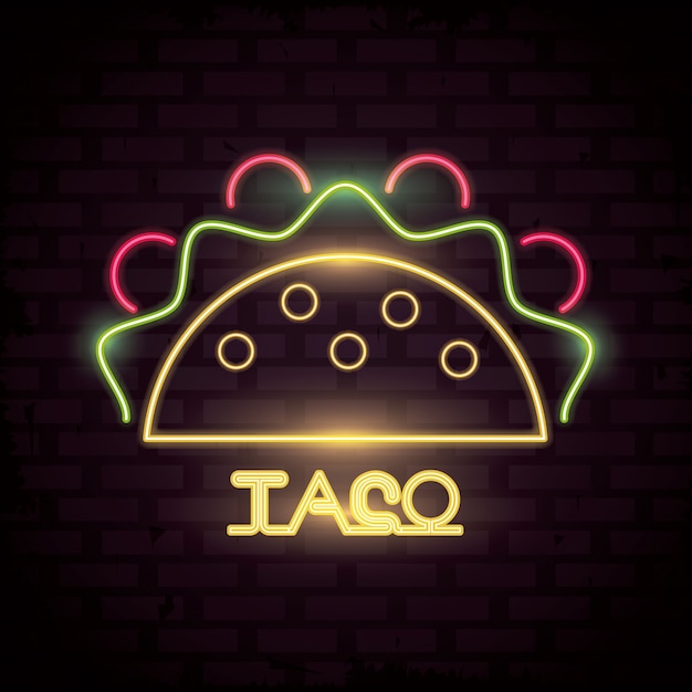 Taco neon lights icon