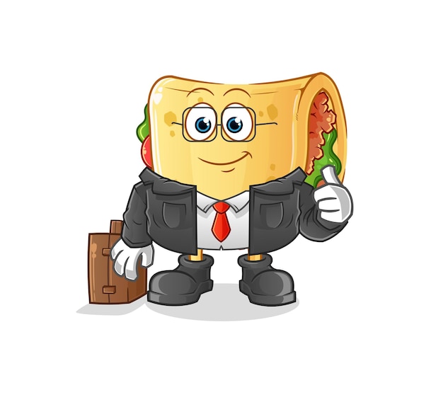 Taco office worker mascot. cartoon vector