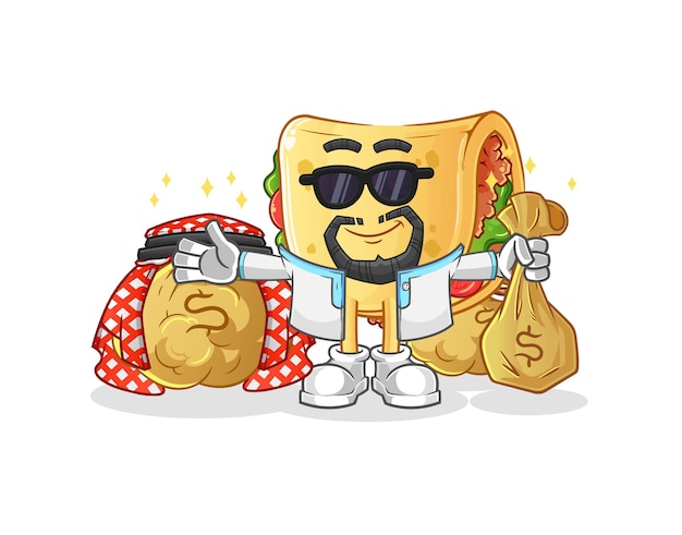 Taco rijke arabische mascotte. cartoon vector