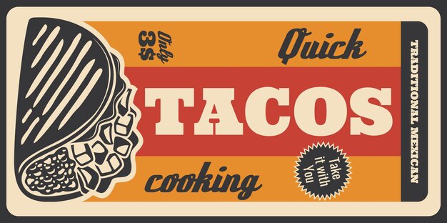 Taco's mexicaans fastfood menu retro vector poster