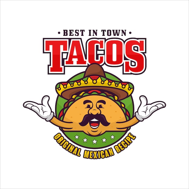 Taco's mexicaans mascotte logo