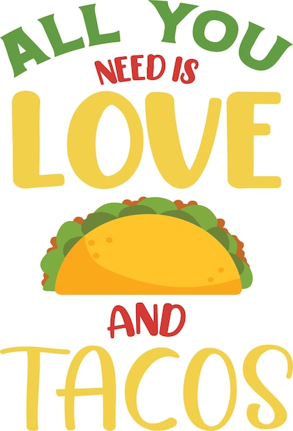 Vector taco's typografie t-shirtontwerp