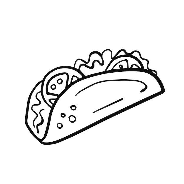 Taco semplice doodle illustrazione vettoriale