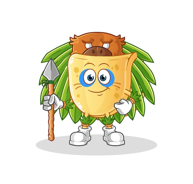 Taco tribal man mascot. cartoon vector