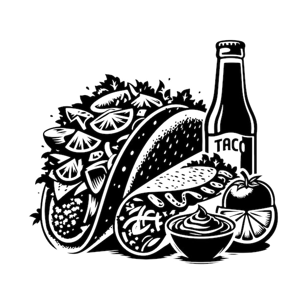 Vector taco vector icon illustration silhouette