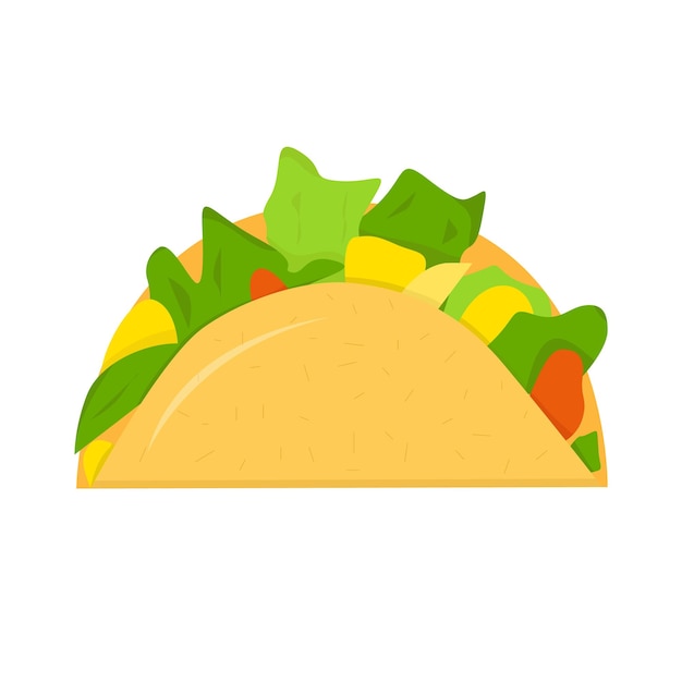 Taco with chicken nuggets lettuce and tomato isolated on white background