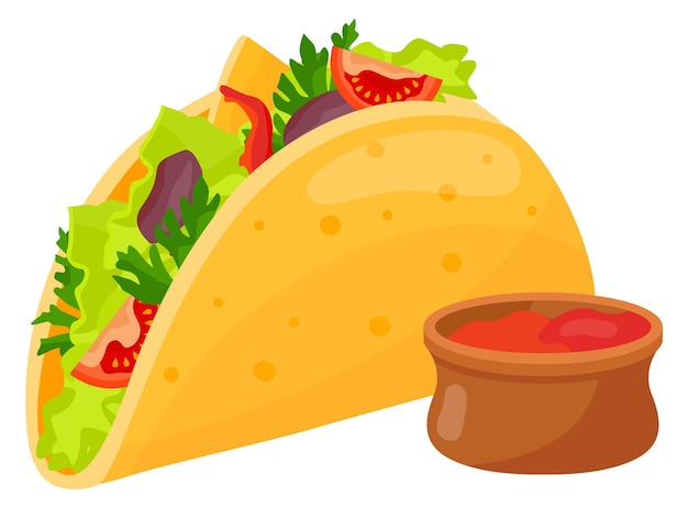 Taco con salsa rossa fast food messicano piccante