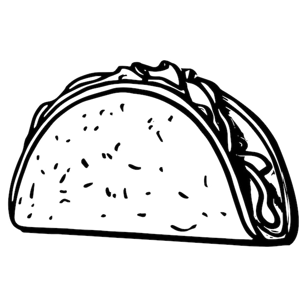 Vector tacos fast food silhouette vector line art illustration sketch style