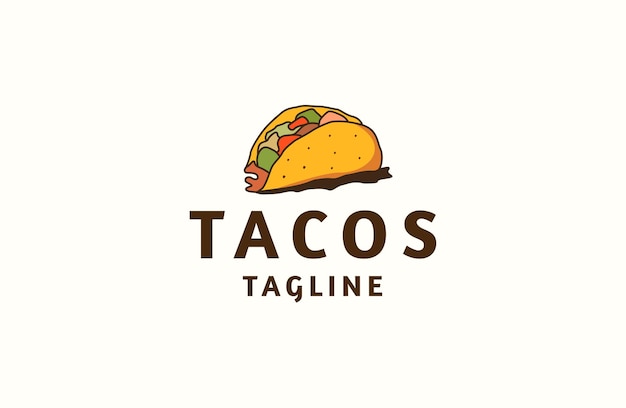 Tacos food logo icon design template flat vector illustration