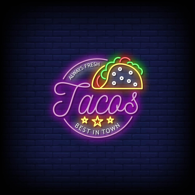 Tacos Logo Neon Signs Style Text  