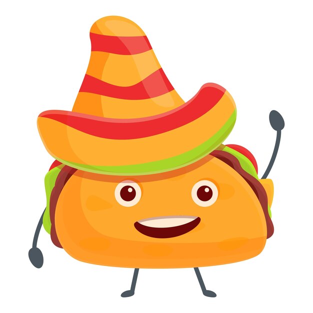 Vector tacos in sombrero icon cartoon of tacos in sombrero vector icon for web design isolated on white background