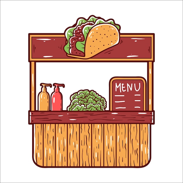 Vector tacos stand food vector illustration