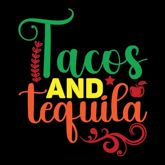 Vettore tacos e tequila svg t shirt design