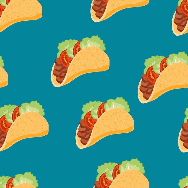 Vector tacos with meat and vegetable traditional mexican fastfood taco mexico food with tortilla leaves lettuce cheese tomato forcemeat sauce isolated white background eps10 vector illustration