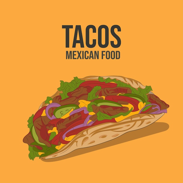 Tacos con carne e verdure fastfood messicano tradizionale
