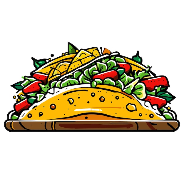 Vector tacos with meat and vegetables fast food vector illustration