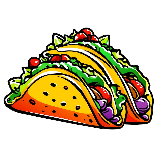 Vector tacos with meat and vegetables fast food vector illustration