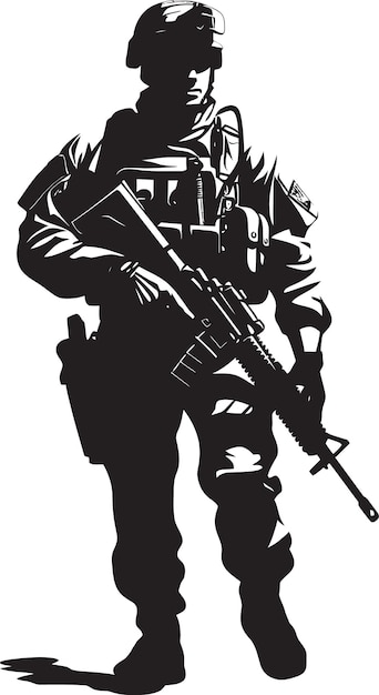 Tactical defender black armyman icon strategic protector armed forces logo