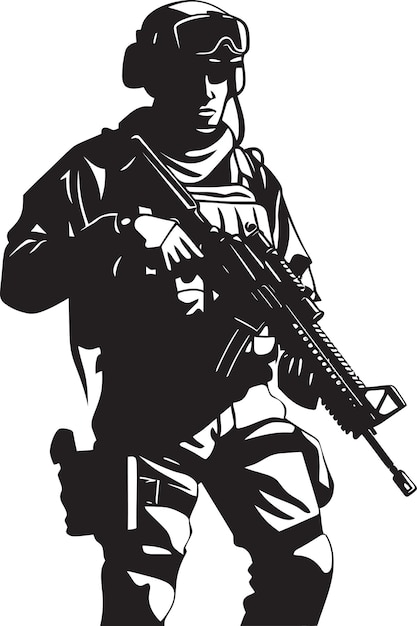 Tactical Guardian Armed Forces Emblem Defensive Protector Zwarte soldaat Icon