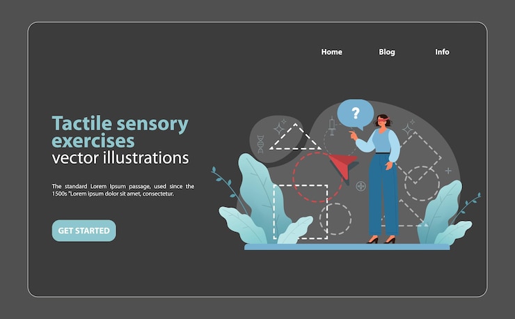 Vector tactile sensory exercises engaging illustration of sensory development activities enhancing tactile