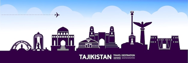 Vector tadzjikistan reisbestemming illustratie.