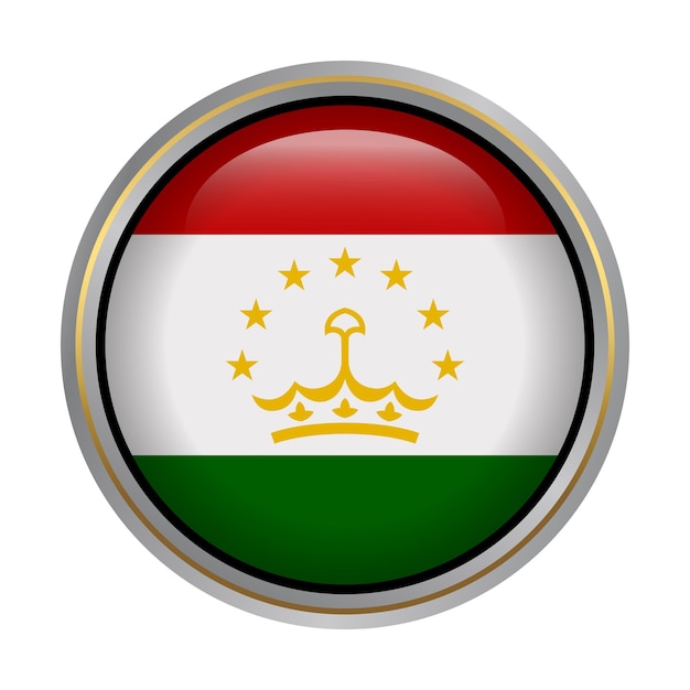 Tadzjikistan vlag cirkel vorm knop glas textuur op wit