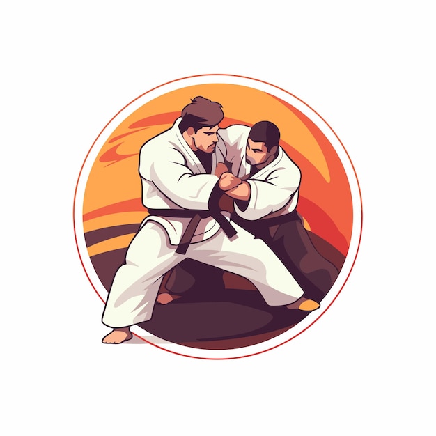 Tae Kwon Do fighter in the ring Vector illustration