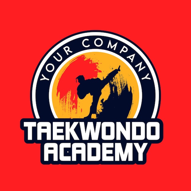 Taekwondo academy logo-ontwerpsjabloon voor embleemlogo en meer