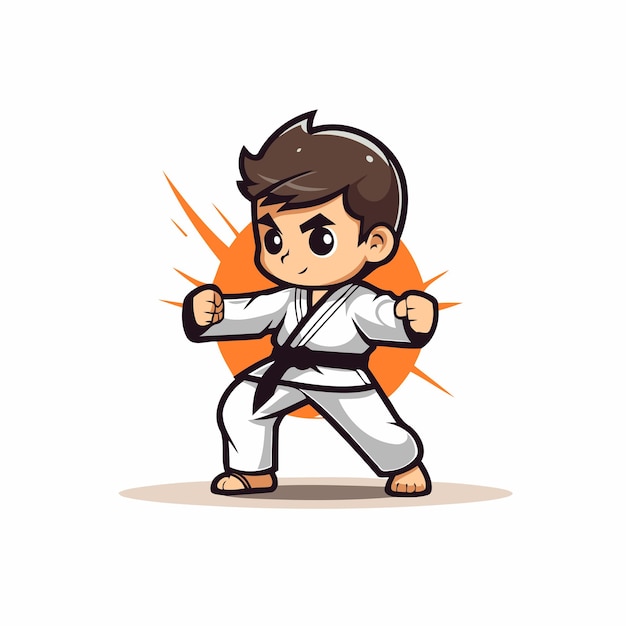 Taekwondo Boy Cartoon Mascot Character Vector Illustration