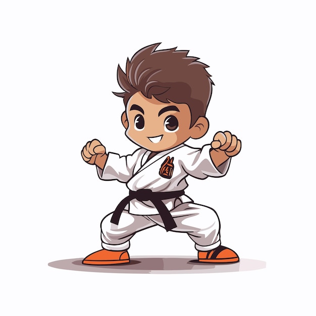 Taekwondo boy cartoon vector illustration Cartoon taekwondo boy character