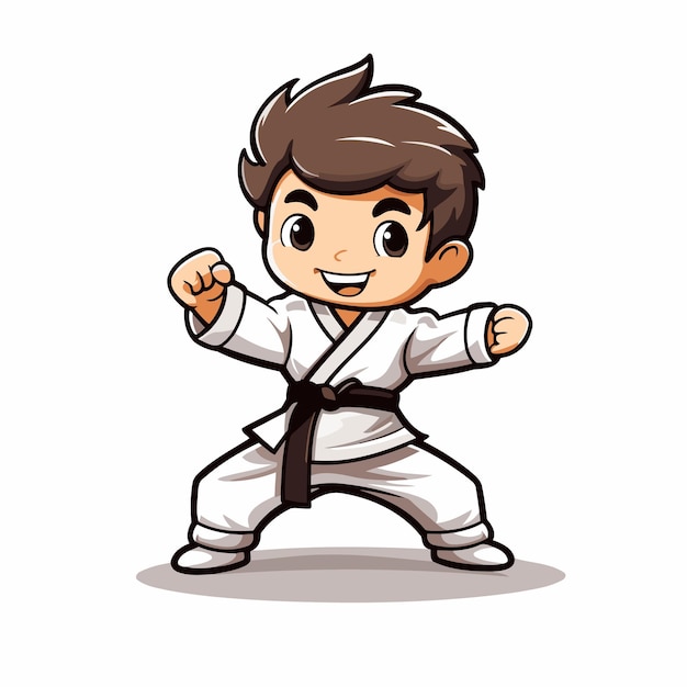 Taekwondo boy isolated on white background Vector illustration