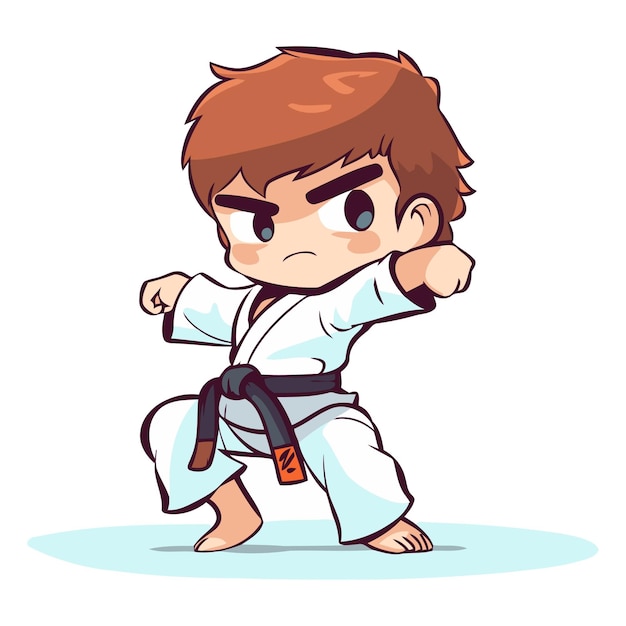 Vector taekwondo boy in kimono