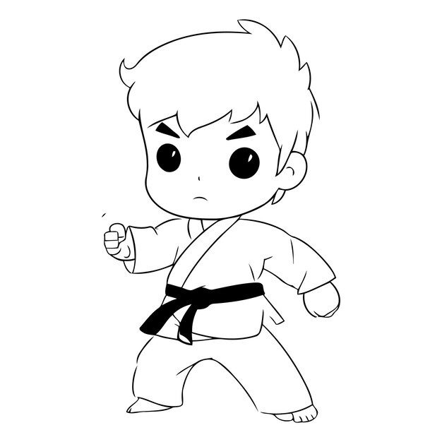 Vector taekwondo boy in kimono