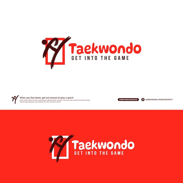 Taekwondo club logo ontwerpsjabloon, vechtsporten logo concept. Abstracte sport toernooi vectorillustraties.