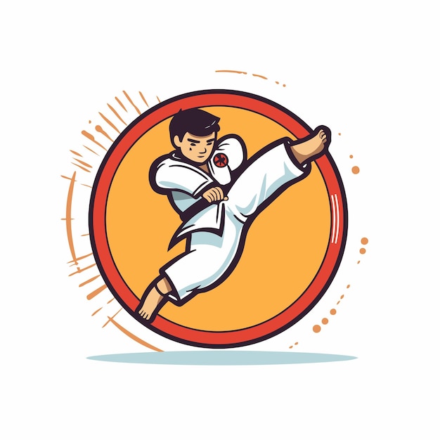 Taekwondo icon Vector illustration of a taekwondo fighter in kimono