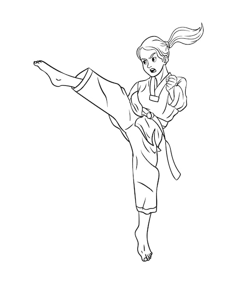 Taekwondo Isolated Coloring Page for Kids