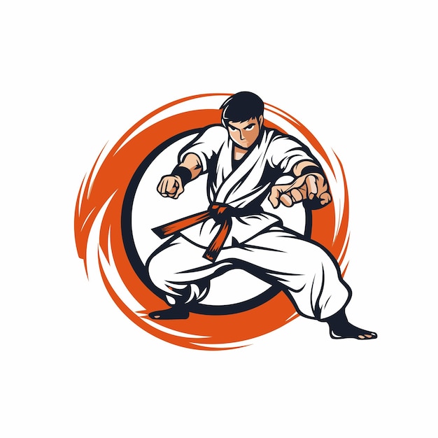 Taekwondo logo design template Vector illustration of a taekwondo fighter